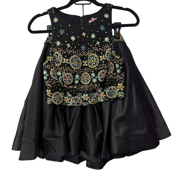 Jovani 2 Piece Black Beaded Mini Skirt Homecoming Dress Size 6 - Picture 5 of 11